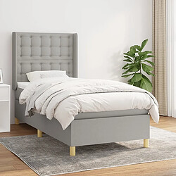 Maison Chic Lit adulte- Lit + matelas,Sommier à lattes de lit avec matelas Gris clair 90x200 cm Tissu -GKD56347