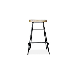 ICONIK INTERIOR Tabouret de bar - Design industriel - Bois et métal - 75 cm - Inteus Noir