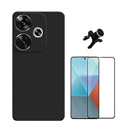 NIS Kit de film en verre 5D à couverture complète + coque en silicone + support noir Poco F6