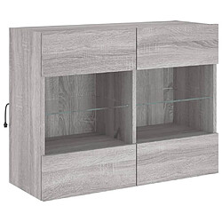 Avis Maison Chic Meuble TV mural, Banc TV avec lumières LED pour salon, Meuble de rangement sonoma gris 78,5x30x60,5 cm -GKD72485