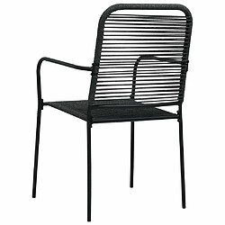 Maison Chic Lot de 2 Chaises de jardin,Fauteuil d'extérieur Corde en coton et acier Noir -MN29017 pas cher