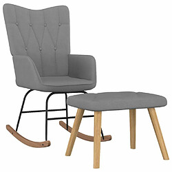 Maison Chic Chaise à bascule avec repose-pied | Fauteuil Relax Gris foncé Tissu -GKD54148