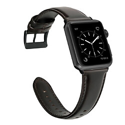 Wewoo Pour Apple Watch séries 5 et 4 40 mm / 3 et 2 et 1 38 mm Huile Cire Bracelet en cuir véritable brun foncé