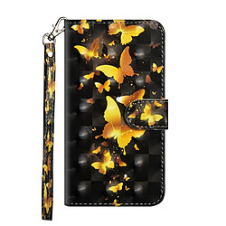 Etui en PU impression de motif de décoration spot lumineux avec support et sangle papillons d'or pour votre OnePlus 8