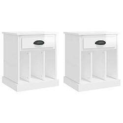 Maison Chic Lot de 2 Tables de chevet - Tables de Nuit blanc brillant 43x36x50 cm