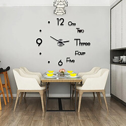 Wewoo Horloge murale Acrylique Grandes Horloges Murales Autocollant Design Moderne Salon 3D DIY Quartz Montre Mouvement Silencieux Décor À La MaisonTaille De La Feuille Diamètre 60cm Noir