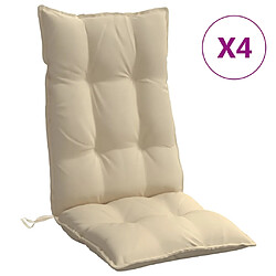 vidaXL Coussins de chaise à dossier haut lot de 4 beige tissu oxford