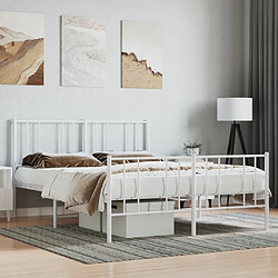 Maison Chic Lit adulte - Lit simple Cadre de lit métal avec tête de lit/pied de lit,Structure du lit Contemporain pour chambre blanc 120x190cm -MN32678 