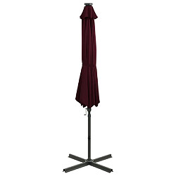 Avis ComfortXL Parasol Déporté Avec Mât Et Lumières LED Rouge Bordeaux 300 Cm