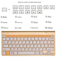 2.4g clavier / souris sans fil étanche pour ordinateur portable pc or rose