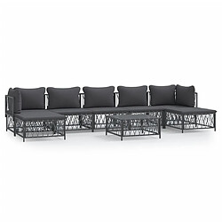 Maison Chic Salon de jardin 8 pcs + coussins - Mobilier/Meubles de jardin - Table et chaises d'extérieur anthracite acier -MN58422