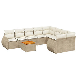 Maison Chic Salon de jardin avec coussins 9 pcs, Ensemble Tables et chaises de jardin, beige résine tressée -GKD741581