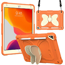 Coque en TPU + silicone avec béquille et bandoulière beige/Orange pour votre Apple iPad 10.2 (2021)/(2020)/(2019)