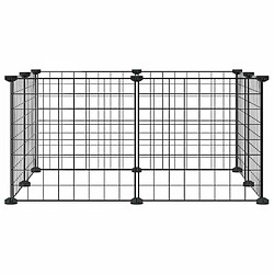 vidaXL Cage animaux de compagnie à 8 panneaux Noir 35x35 cm Acier