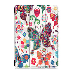 Etui en PU support triple pour l'impression de patrons papillon coloré pour votre Lenovo Tab M10 TB-X605F