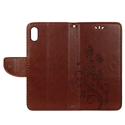 Wewoo Housse Étui à rabat horizontal avec motif papillon en relief fente pour cartes, porte-monnaie & lanière iPhone XR marron pas cher