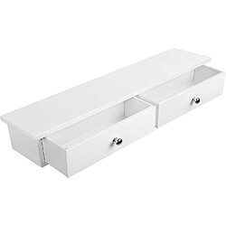 Helloshop26 Étagère murale à 2 tiroirs étagères suspendues tablettes flottantes brillante charge 15 kg 65 x 15 x 10 cm blanc 12_0000571