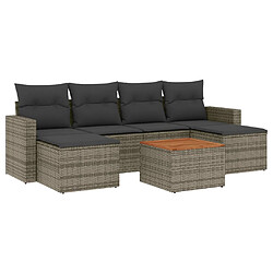 vidaXL Salon de jardin avec coussins 7 pcs gris résine tressée