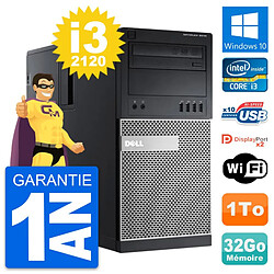 PC Tour Dell OptiPlex 9010 Intel i3-2120 RAM 32Go Disque Dur 1To Windows 10 Wifi - Occasion