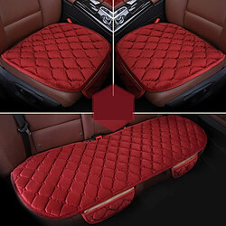 Wewoo 3 PCS / Set luxueux coussin de couverture de siège de voiture chaud Universel avant arrière couvre housses de de chaise anti-dérapant tapis de pas de en peluche rouge pas cher