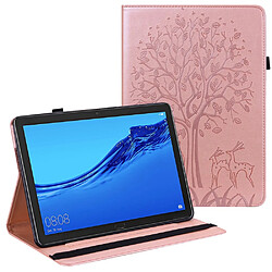 Etui en PU motif cerf et arbre avec support or rose pour votre Huawei MediaPad M5 lite 10