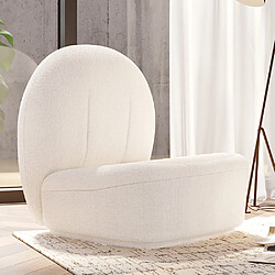 ICONIK INTERIOR Fauteuil design En Bouclette Fausse Fourrure Tapissée - Boucles Blanches - Loraine Blanc