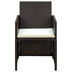 Maison Chic Salon de jardin 4 pcs + coussins - Mobilier/Meubles de jardin - Table et chaises d'extérieur Résine tressée Marron -MN69157 pas cher