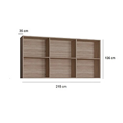 Inside 75 Surmeuble 6 niches de rangements pour lit escamotable horizontal 90 x 200 cm Hauteur 106 cm finition chêne naturel