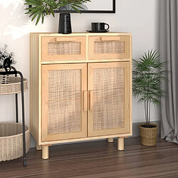 Maison Chic Buffet,Meuble de Rangement,commode pour salon,Cuisine Marron 60x30x75 cm Bois de pin massif et rotin naturel -MN54287