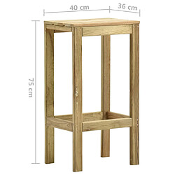 vidaXL Tabourets de bar de jardin lot de 4 Bois de pin imprégné pas cher