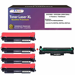 T3AZUR - 4 Toner+1 Tambour compatibles avec HP CF230X, CF232A (HP30X, HP32A)