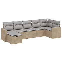 vidaXL Salon de jardin avec coussins 7pcs mélange beige résine tressée