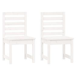 Maison Chic Lot de 2 Chaises de jardin,Fauteuil d'extérieur blanc 40,5x48x91,5cm bois massif de pin -MN61391