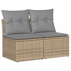 vidaXL Salon de jardin avec coussins 2 pcs beige résine tressée acacia