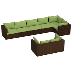 vidaXL Salon de jardin avec coussins 8 pcs marron résine tressée