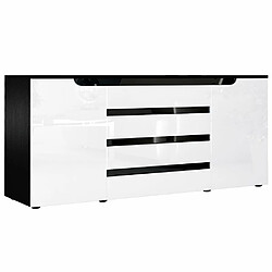 Mpc Buffet Bas Noir Mat Et Blanc Laqué (lxhxp) : 166 X 72 X 35