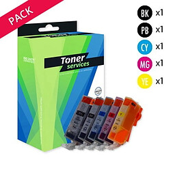 TONER SERVICES Compatible Canon PGI520/CLI521 Pack de 5 cartouches Noir et couleurs