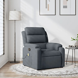 Maison Chic Fauteuil Relax pour salon, Fauteuil de massage inclinable gris foncé velours -GKD39618