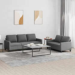 Maison Chic Ensemble de canapés 2 pcs avec coussins, Canapé droit Sofa pour Salon Gris foncé Tissu -GKD119619