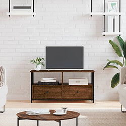 Maison Chic Meuble TV scandinave - Banc TV pour salon chêne marron 90x33x45 cm bois d'ingénierie et fer -MN51770