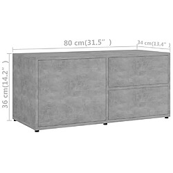 vidaXL Meuble TV Gris béton 80x34x36 cm Bois d'ingénierie pas cher