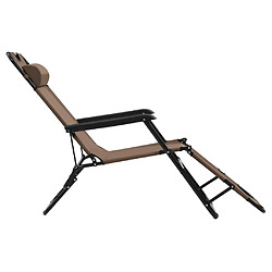 Maison Chic Lot de 2 Chaises longues pliables | Bain de soleil Relax | Transat avec repose-pied Acier Marron -GKD84307 pas cher