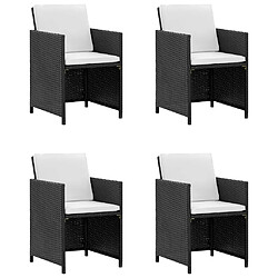 vidaXL Ensemble à manger d’extérieur 9 pcs coussin Résine tressée Noir