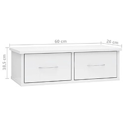 vidaXL Étagère murale à tiroirs Blanc brillant 60x26x18,5 cm pas cher