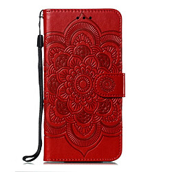 Etui en PU fleur de mandala rouge pour votre Samsung Galaxy A50