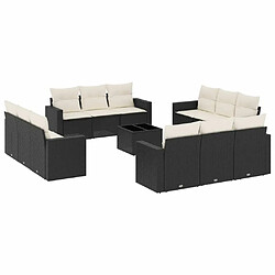 Maison Chic Salon de jardin avec coussins 13 pcs, Ensemble Tables et chaises de jardin, noir résine tressée -GKD731837