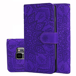 Wewoo Coque Étui en cuir estampé à double rabat avec motif pour mollet et fentes cartes et portefeuille Galaxy S9 violet