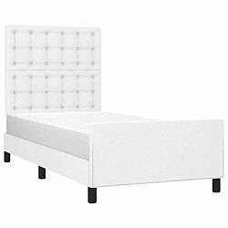 Avis Maison Chic Lit adulte - Cadre Structure de lit avec tête de lit Contemporain Blanc 90x200 cm Similicuir -MN35565