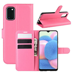 Etui en PU surface de litchi avec support rose pour votre Samsung Galaxy A41