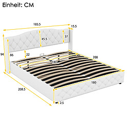 KOMHTOM Lit Plat Multifonctionnel 180 X 200 cm Avec Rangement Hydraulique - Blanc pas cher